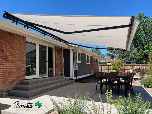 Patio with a Sunesta retractable awning installed